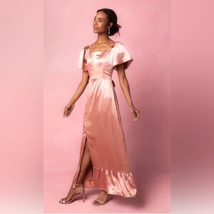 Ivy City Co‎ Apricot Maddie crush satin Dress 12